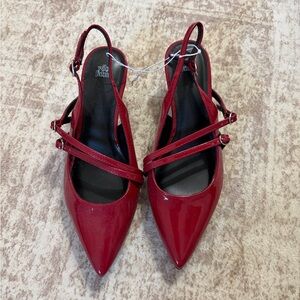 wild fable Red Patent Pointed Slingback Heels with Double Straps